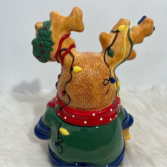 Vintage Lefton "You Can Never Overdecorate" Reindeer Cookie Jar - Picture 6 of 10